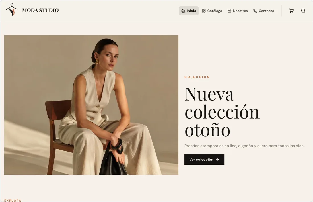 Vista real de la portada de Moda Studio